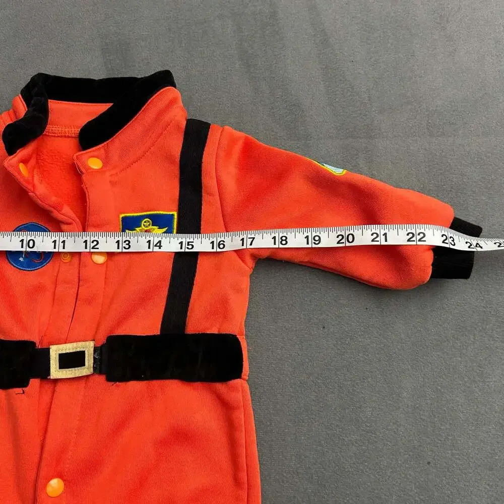 Baby Infant Orange Astronaut Space Suit Fleece Jumpsuit Costume Romper